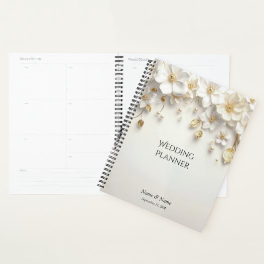 Ivoorwit Bloemen Goud Bladeren Planner (Display)