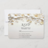 Ivoorwit Bloemen Goud Bladeren RSVP Kaart (Voorkant)