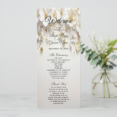 Ivoorwit Bloemen Goud Bladeren Trouwprogramma Programmakaart (Staand voorkant)