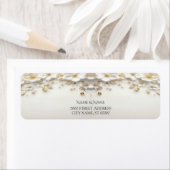 Ivoorwit Bloemen Goud Laat Retour Adres Label (Insitu)