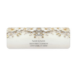 Ivoorwit Bloemen Goud Laat Retour Adres Label