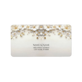 Ivoorwit Bloemen Goud Laat Retour Adres Label