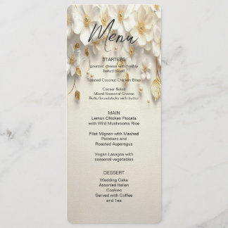 Ivoorwit Bloemen Gouden Bladeren Menu