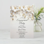 Ivoorwit Bloemgoud Bladeren Verloving Kaart (Staand voorkant)