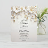 Ivoorwit Bloemgoud Bladeren Vrijgezellenfeest Kaart (Staand voorkant)