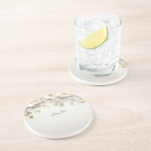 Ivoorwit Bloemgoud Bladeren Zandsteen Onderzetter (Zijkant)