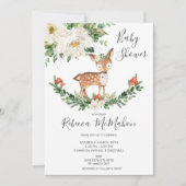 Ivoorwit Bloemherten Fawn Woodland Baby shower Kaart (Voorkant)