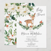 Ivoorwit Bloemherten Fawn Woodland Baby shower Kaart (Voorkant / Achterkant)