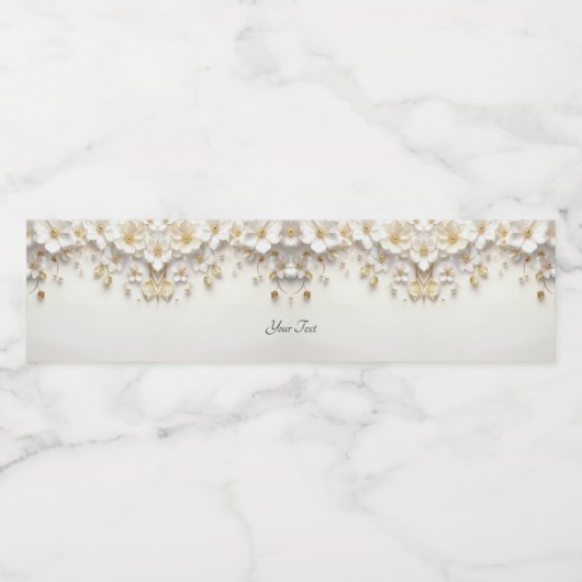 Ivoorwit Bloemig Goud Bladeren Water Fles Label Waterfles Etiket (Enkel label)