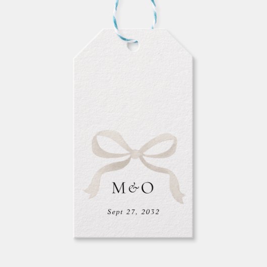 Ivoorwit Boog Monogram Bedankt Bericht Trouwen Cadeaulabel (Voorkant)