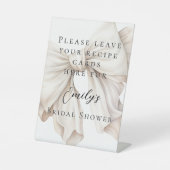 Ivoorwit Bow Vrijgezellenfeest Recept Kaart Teken Reclamebord Met Voetstuk (Voorkant)