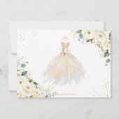 Ivoorwit Floral Champagne Jurk Quinceañera XV Save The Date (Achterkant)