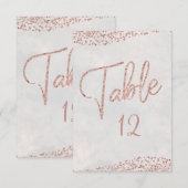 Ivoorwit & Roos Gold Glam Trouwtafel Nummers Kaart (Voorkant / Achterkant)