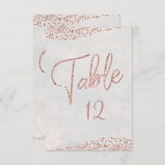 Ivoorwit & Roos Gold Glam Trouwtafel Nummers Kaart (Voorkant / Achterkant)