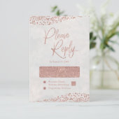 Ivoorwit & Roos Gold Glam Wedding Reply RSVP (Staand voorkant)