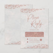 Ivoorwit & Roos Gold Glam Wedding Reply RSVP Kaartje (Voorkant / Achterkant)