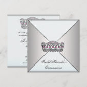 Ivoorwit Tiara Classy Quinceanera Sweet 15 Part Kaart (Voorkant / Achterkant)