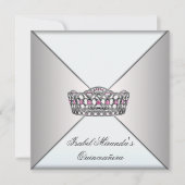 Ivoorwit Tiara Classy Quinceanera Sweet 15 Part Kaart (Voorkant)