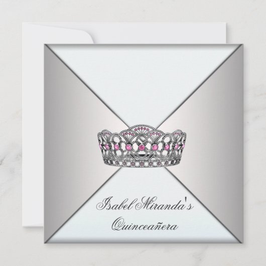 Ivoorwit Tiara Classy Quinceanera Sweet 15 Part Kaart (Voorkant)