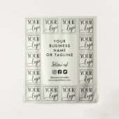 Ivoorwitte achtergrond met uw logo en sociale medi wandkleed (Voorkant)