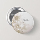 Ivoorwitte bloemen Button (Voorkant /achterkant)