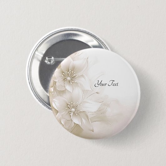 Ivoorwitte bloemen Button (Voorkant /achterkant)