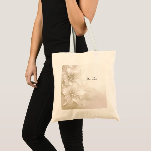 Ivoorwitte bloemen Canvas tas (Voorkant (product))