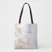 Ivoorwitte bloemen Canvas tas (Voorkant)