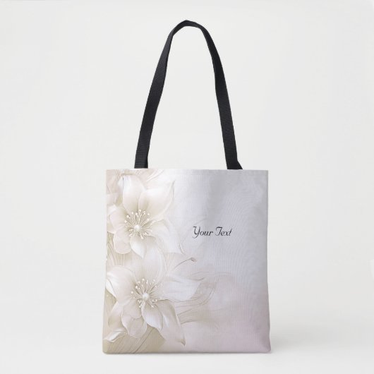 Ivoorwitte bloemen Canvas tas (Voorkant)