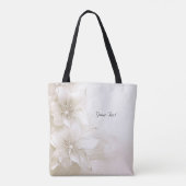 Ivoorwitte bloemen Canvas tas (Achterkant)
