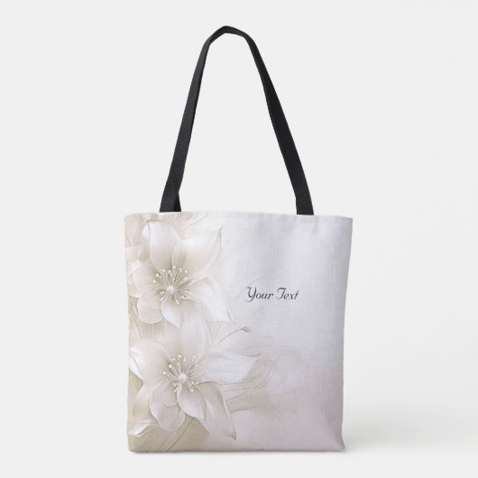 Ivoorwitte bloemen Canvas tas (Achterkant)