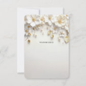 Ivoorwitte bloemengouden bladeren bedankkaart (Achterkant)