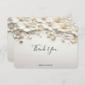 Ivoorwitte bloemengouden bladeren bedankkaart (Voorkant / Achterkant)