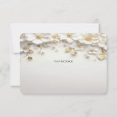 Ivoorwitte bloemengouden bladeren bedankkaart (Achterkant)