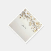 Ivoorwitte bloemengouden bladeren servet (Hoek)