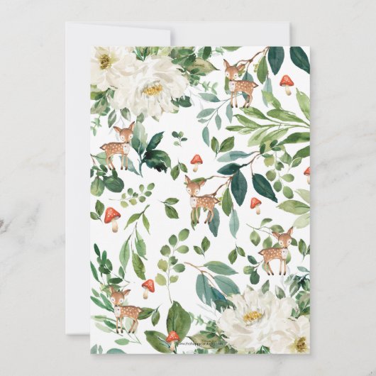 Ivoorwitte bloemenherten Fawn Woodland Verjaardag Kaart (Achterkant)