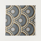 Ivoorzilver: cirkelvormige bloemige Tegel. Wandkleed (Voorkant (horizontaal))