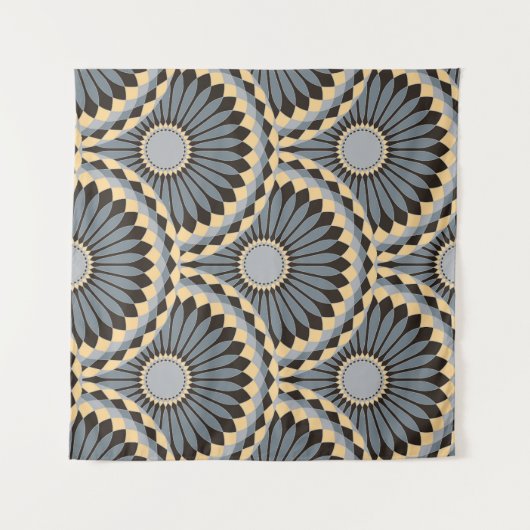 Ivoorzilver: cirkelvormige bloemige Tegel. Wandkleed (Voorkant (horizontaal))