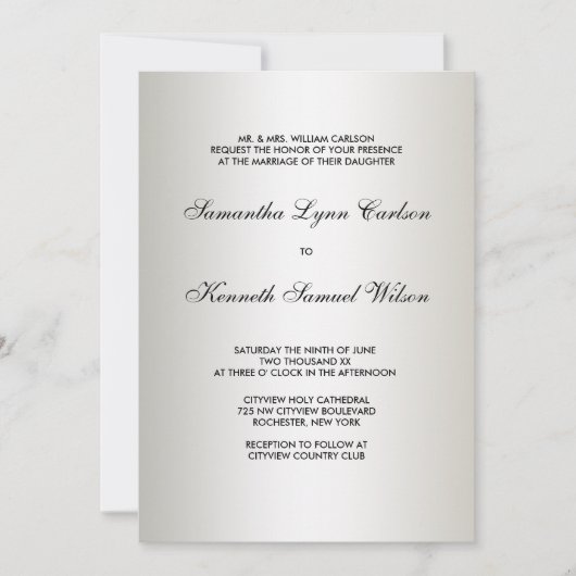 Ivoorzwart Stropdas Damask huwelijksuitnodigingen Kaart (Voorkant)