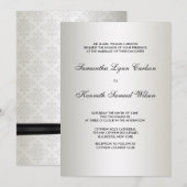 Ivoorzwart Stropdas Damask huwelijksuitnodigingen Kaart (Voorkant / Achterkant)