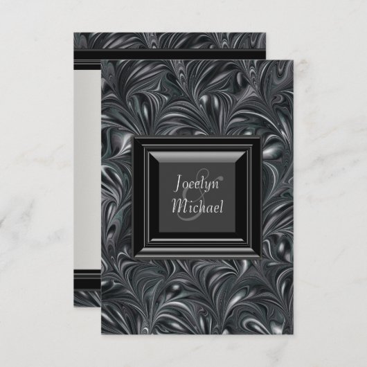 Ivoorzwart wit bruiloft RSVP (Voorkant / Achterkant)