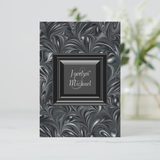 Ivoorzwart wit bruiloft RSVP Kaartje (Staand voorkant)