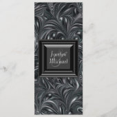 Ivoorzwart wit gemarmerde huwelijksprogramma's programmakaart (Voorkant)
