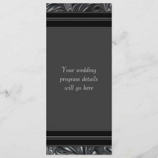 Ivoorzwart wit gemarmerde huwelijksprogramma's programmakaart (Achterkant)