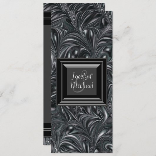 Ivoorzwart wit gemarmerde huwelijksprogramma's programmakaart (Voorkant / Achterkant)