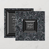 Ivoorzwart wit marmeren bruiloft uitnodigingen (Voorkant / Achterkant)