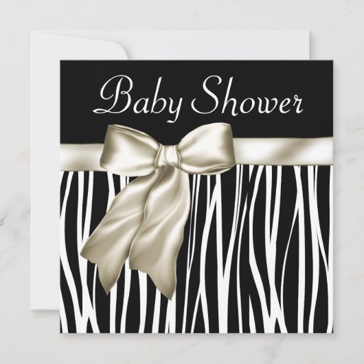 Ivoorzwart Zebra Baby Shower Uitnodigingen (Voorkant)
