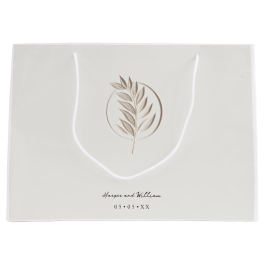 Ivoren 3d twig bruiloft groot cadeauzakje (Voorkant)