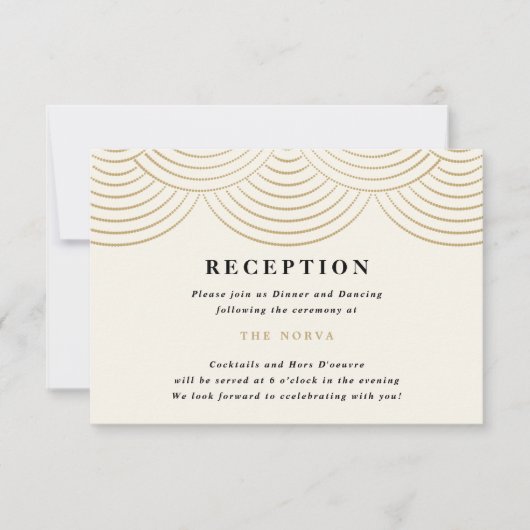 Ivoren Art Deco Slingerlichten Ontvangstkaart Kaart (Voorkant)