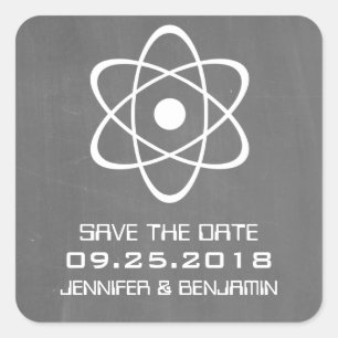 Ivoren atomaire schoolbord Save the Date stickers
